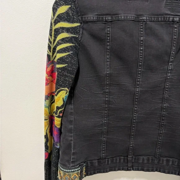 Desigual Claudia Patchwork Denim Jacket | Embroidered Boho Floral Size 34 XS - Picture 11 of 16
